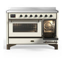 ILVE Majestic III 48-Inch Induction Range with 6 Induction Elements and Triple Glass Door Electric Oven in Antique White with Burnished Trim (UMIB48NR3AWB)