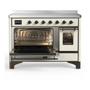 ILVE Majestic III 48-Inch Induction Range with 6 Induction Elements and Triple Glass Door Electric Oven in Antique White with Burnished Trim (UMIB48NR3AWB)