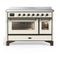ILVE Majestic III 48-Inch Induction Range with 6 Induction Elements and Triple Glass Door Electric Oven in Antique White with Burnished Trim (UMIB48NR3AWB)