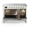 ILVE Majestic III 48-Inch Induction Range with 6 Induction Elements and Triple Glass Door Electric Oven in Antique White with Chrome Trim (UMIB48NR3AWC)