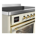 ILVE Majestic III 48-Inch Induction Range with 6 Induction Elements and Triple Glass Door Electric Oven in Antique White with Brass Trim (UMIB48NR3AWG)