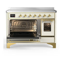 ILVE Majestic III 48-Inch Induction Range with 6 Induction Elements and Triple Glass Door Electric Oven in Antique White with Brass Trim (UMIB48NR3AWG)