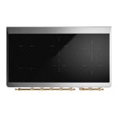 ILVE Majestic III 48-Inch Induction Range with 6 Induction Elements and Triple Glass Door Electric Oven in Antique White with Brass Trim (UMIB48NR3AWG)
