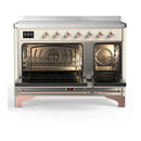 ILVE Majestic III 48-Inch Induction Range with 6 Induction Elements and Triple Glass Door Electric Oven in Antique White with Copper Trim (UMIB48NR3AWP)