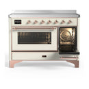 ILVE Majestic III 48-Inch Induction Range with 6 Induction Elements and Triple Glass Door Electric Oven in Antique White with Copper Trim (UMIB48NR3AWP)