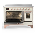 ILVE Majestic III 48-Inch Induction Range with 6 Induction Elements and Triple Glass Door Electric Oven in Antique White with Copper Trim (UMIB48NR3AWP)