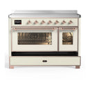 ILVE Majestic III 48-Inch Induction Range with 6 Induction Elements and Triple Glass Door Electric Oven in Antique White with Copper Trim (UMIB48NR3AWP)