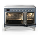 ILVE Majestic III 48-Inch Induction Range with 6 Induction Elements and Triple Glass Door Electric Oven in Blue Grey with Chrome Trim (UMIB48NR3BGC)