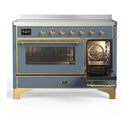 ILVE Majestic III 48-Inch Induction Range with 6 Induction Elements and Triple Glass Door Electric Oven in Blue Grey with Brass Trim (UMIB48NR3BGG)