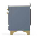 ILVE Majestic III 48-Inch Induction Range with 6 Induction Elements and Triple Glass Door Electric Oven in Blue Grey with Brass Trim (UMIB48NR3BGG)