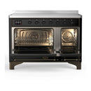 ILVE Majestic III 48-Inch Induction Range with 6 Induction Elements and Triple Glass Door Electric Oven in Glossy Black with Burnished Trim (UMIB48NR3BKB)