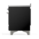 ILVE Majestic III 48-Inch Induction Range with 6 Induction Elements and Triple Glass Door Electric Oven in Glossy Black with Chrome Trim (UMIB48NR3BKC)