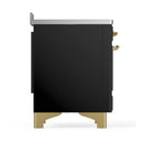 ILVE Majestic III 48-Inch Induction Range with 6 Induction Elements and Triple Glass Door Electric Oven in Glossy Black with Brass Trim (UMIB48NR3BKG)