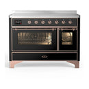 ILVE Majestic III 48-Inch Induction Range with 6 Induction Elements and Triple Glass Door Electric Oven in Glossy Black with Copper Trim (UMIB48NR3BKP)