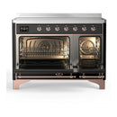 ILVE Majestic III 48-Inch Induction Range with 6 Induction Elements and Triple Glass Door Electric Oven in Glossy Black with Copper Trim (UMIB48NR3BKP)