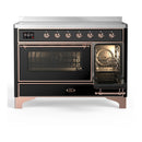 ILVE Majestic III 48-Inch Induction Range with 6 Induction Elements and Triple Glass Door Electric Oven in Glossy Black with Copper Trim (UMIB48NR3BKP)