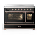 ILVE Majestic III 48-Inch Induction Range with 6 Induction Elements and Triple Glass Door Electric Oven in Glossy Black with Copper Trim (UMIB48NR3BKP)