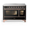 ILVE Majestic III 48-Inch Induction Range with 6 Induction Elements and Triple Glass Door Electric Oven in Glossy Black with Copper Trim (UMIB48NR3BKP)
