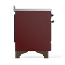 ILVE Majestic III 48-Inch Induction Range with 6 Induction Elements and Triple Glass Door Electric Oven in Burgundy with Burnished Trim (UMIB48NR3BUB)