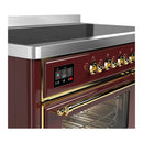 ILVE Majestic III 48-Inch Induction Range with 6 Induction Elements and Triple Glass Door Electric Oven in Burgundy with Brass Trim (UMIB48NR3BUG)