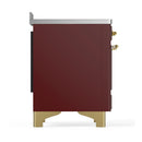 ILVE Majestic III 48-Inch Induction Range with 6 Induction Elements and Triple Glass Door Electric Oven in Burgundy with Brass Trim (UMIB48NR3BUG)