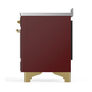 ILVE Majestic III 48-Inch Induction Range with 6 Induction Elements and Triple Glass Door Electric Oven in Burgundy with Brass Trim (UMIB48NR3BUG)