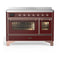 ILVE Majestic III 48-Inch Induction Range with 6 Induction Elements and Triple Glass Door Electric Oven in Burgundy with Copper Trim (UMIB48NR3BUP)