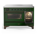 ILVE Majestic III 48-Inch Induction Range with 6 Induction Elements and Triple Glass Door Electric Oven in Emerald Green with Burnished Trim (UMIB48NR3EGB)