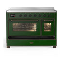 ILVE Majestic III 48-Inch Induction Range with 6 Induction Elements and Triple Glass Door Electric Oven in Emerald Green with Burnished Trim (UMIB48NR3EGB)