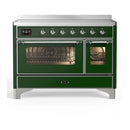 ILVE Majestic III 48-Inch Induction Range with 6 Induction Elements and Triple Glass Door Electric Oven in Emerald Green with Chrome Trim (UMIB48NR3EGC)