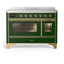 ILVE Majestic III 48-Inch Induction Range with 6 Induction Elements and Triple Glass Door Electric Oven in Emerald Green with Brass Trim (UMIB48NR3EGG)