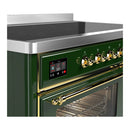 ILVE Majestic III 48-Inch Induction Range with 6 Induction Elements and Triple Glass Door Electric Oven in Emerald Green with Brass Trim (UMIB48NR3EGG)