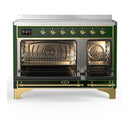 ILVE Majestic III 48-Inch Induction Range with 6 Induction Elements and Triple Glass Door Electric Oven in Emerald Green with Brass Trim (UMIB48NR3EGG)