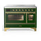 ILVE Majestic III 48-Inch Induction Range with 6 Induction Elements and Triple Glass Door Electric Oven in Emerald Green with Brass Trim (UMIB48NR3EGG)