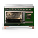 ILVE Majestic III 48-Inch Induction Range with 6 Induction Elements and Triple Glass Door Electric Oven in Emerald Green with Copper Trim (UMIB48NR3EGP)