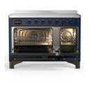 ILVE Majestic III 48-Inch Induction Range with 6 Induction Elements and Triple Glass Door Electric Oven in Mightnight Blue with Burnished Trim (UMIB48NR3MBB)