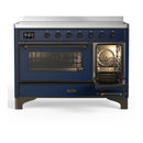 ILVE Majestic III 48-Inch Induction Range with 6 Induction Elements and Triple Glass Door Electric Oven in Mightnight Blue with Burnished Trim (UMIB48NR3MBB)