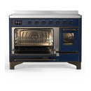 ILVE Majestic III 48-Inch Induction Range with 6 Induction Elements and Triple Glass Door Electric Oven in Mightnight Blue with Burnished Trim (UMIB48NR3MBB)