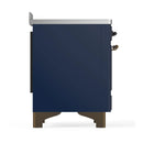 ILVE Majestic III 48-Inch Induction Range with 6 Induction Elements and Triple Glass Door Electric Oven in Mightnight Blue with Burnished Trim (UMIB48NR3MBB)