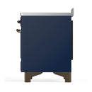 ILVE Majestic III 48-Inch Induction Range with 6 Induction Elements and Triple Glass Door Electric Oven in Mightnight Blue with Burnished Trim (UMIB48NR3MBB)