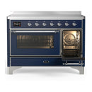 ILVE Majestic III 48-Inch Induction Range with 6 Induction Elements and Triple Glass Door Electric Oven in Mightnight Blue with Chrome Trim (UMIB48NR3MBC)