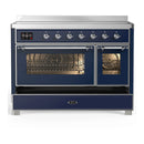 ILVE Majestic III 48-Inch Induction Range with 6 Induction Elements and Triple Glass Door Electric Oven in Mightnight Blue with Chrome Trim (UMIB48NR3MBC)