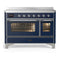 ILVE Majestic III 48-Inch Induction Range with 6 Induction Elements and Triple Glass Door Electric Oven in Mightnight Blue with Chrome Trim (UMIB48NR3MBC)