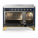 ILVE Majestic III 48-Inch Induction Range with 6 Induction Elements and Triple Glass Door Electric Oven in Mightnight Blue with Brass Trim (UMIB48NR3MBG)