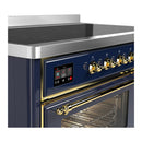 ILVE Majestic III 48-Inch Induction Range with 6 Induction Elements and Triple Glass Door Electric Oven in Mightnight Blue with Brass Trim (UMIB48NR3MBG)