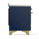 ILVE Majestic III 48-Inch Induction Range with 6 Induction Elements and Triple Glass Door Electric Oven in Mightnight Blue with Brass Trim (UMIB48NR3MBG)