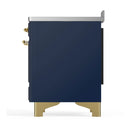 ILVE Majestic III 48-Inch Induction Range with 6 Induction Elements and Triple Glass Door Electric Oven in Mightnight Blue with Brass Trim (UMIB48NR3MBG)