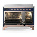 ILVE Majestic III 48-Inch Induction Range with 6 Induction Elements and Triple Glass Door Electric Oven in Mightnight Blue with Copper Trim (UMIB48NR3MBP)