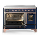 ILVE Majestic III 48-Inch Induction Range with 6 Induction Elements and Triple Glass Door Electric Oven in Mightnight Blue with Copper Trim (UMIB48NR3MBP)