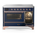 ILVE Majestic III 48-Inch Induction Range with 6 Induction Elements and Triple Glass Door Electric Oven in Mightnight Blue with Copper Trim (UMIB48NR3MBP)